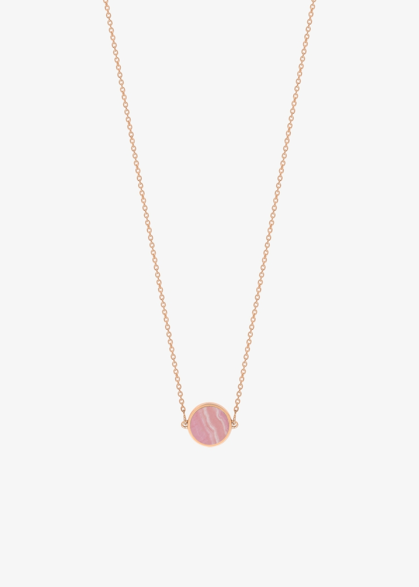 mini ever rhodochrosite disc necklace
