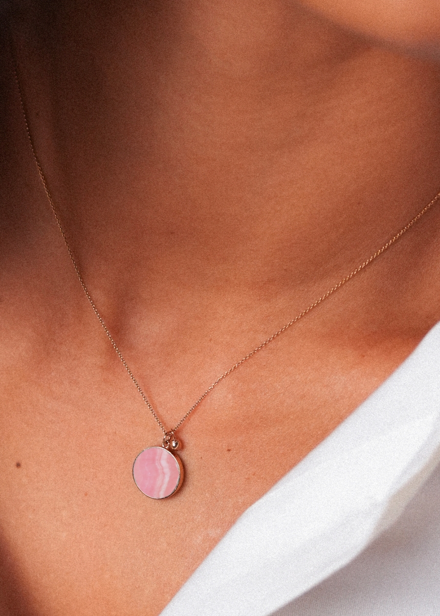ever rhodochrosite disc on chain