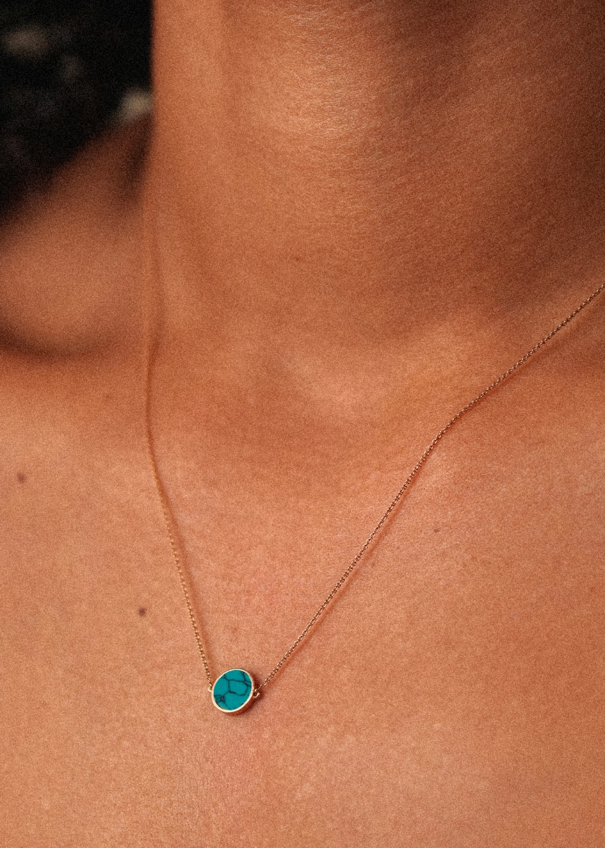 mini ever turquoise disc necklace