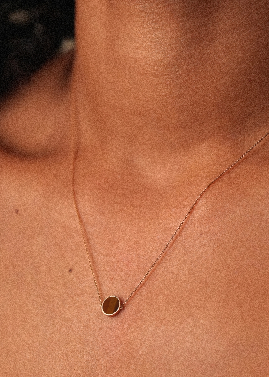 mini ever tiger eye disc necklace
