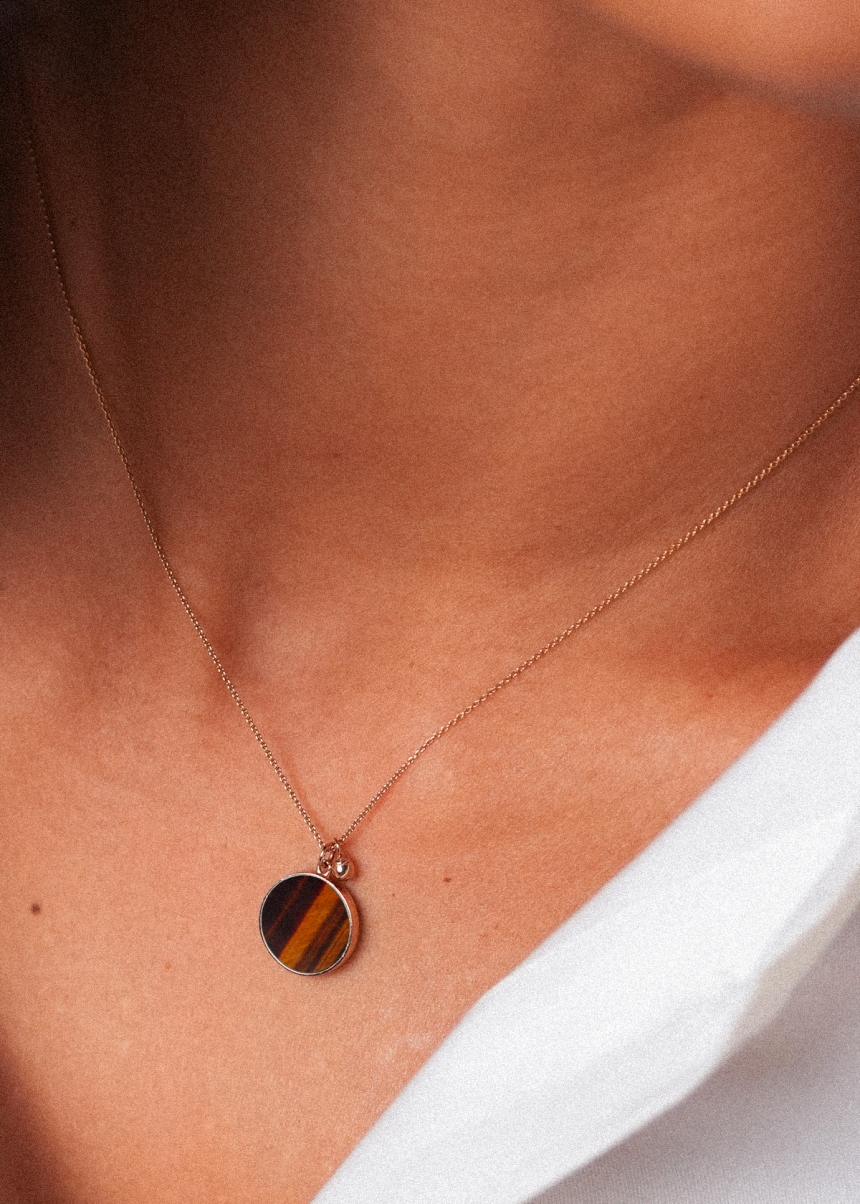 ever tiger eye disc on chain