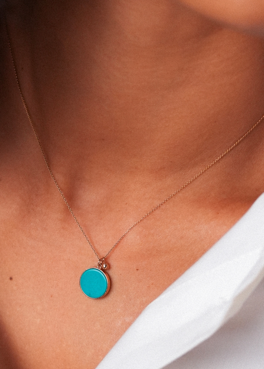 ever turquoise disc on chain