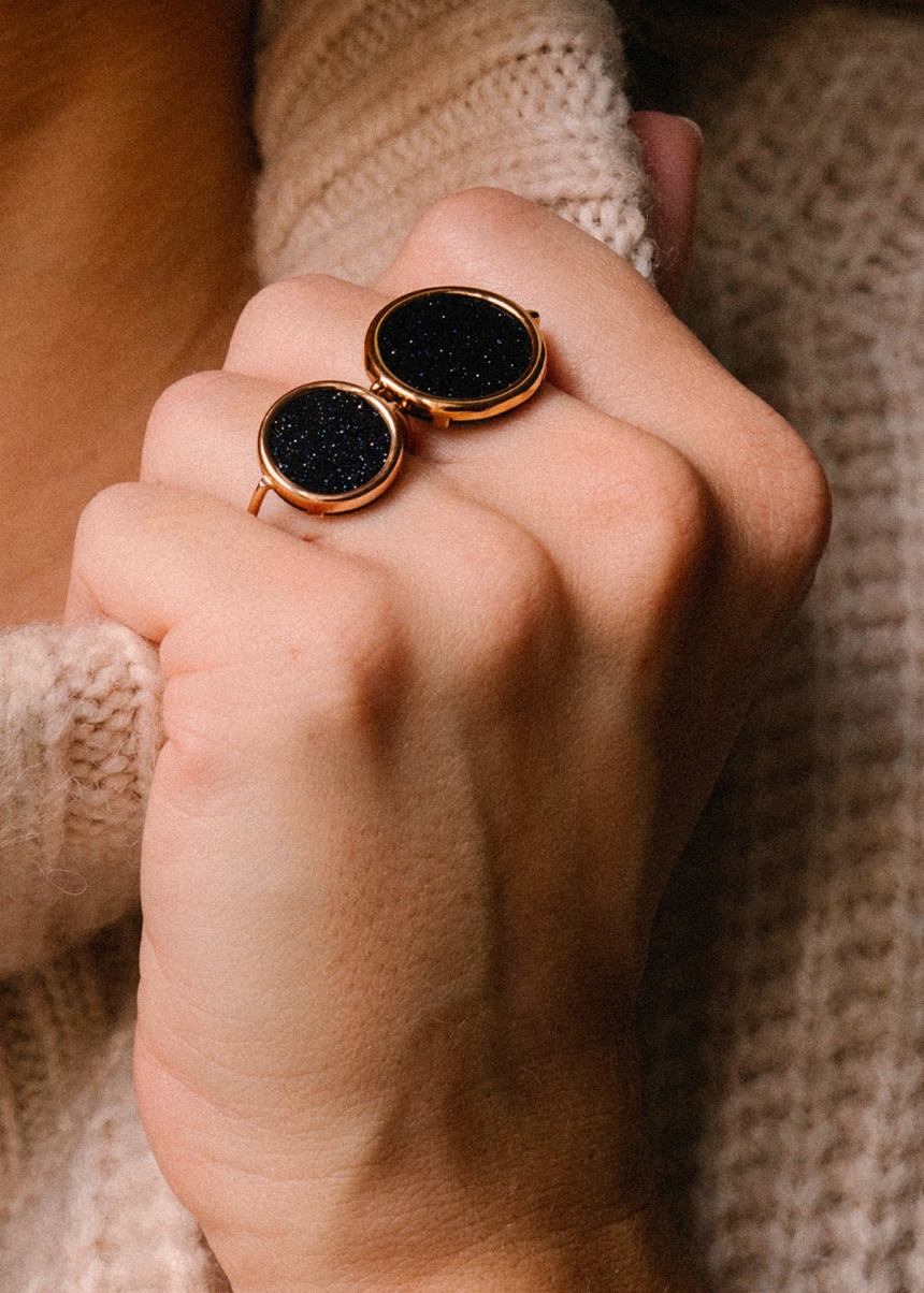 baby blue sandstone disc ring