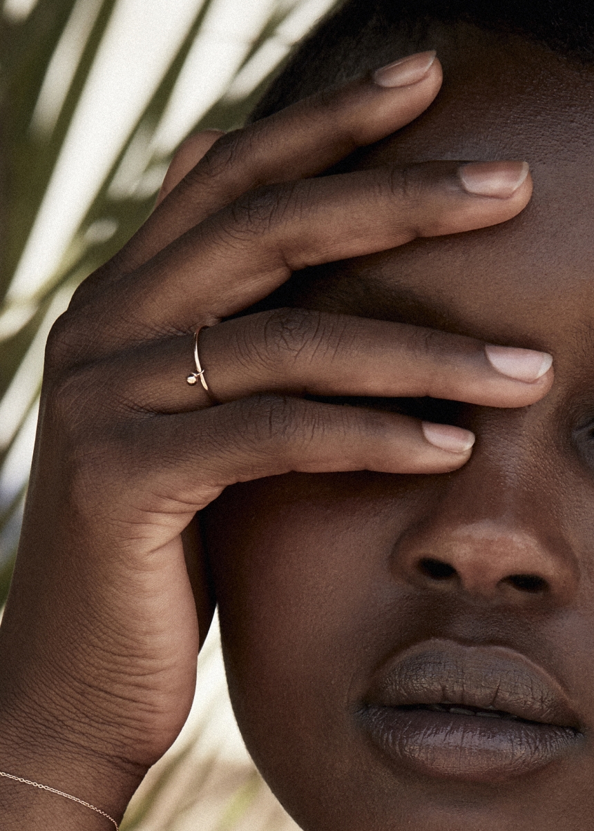 single tiny beads circle ring