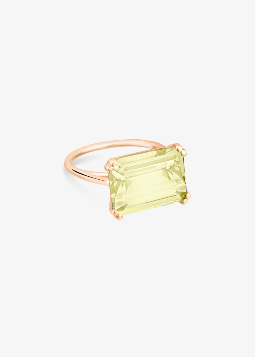 cocktail horizontal lemon quartz ring
