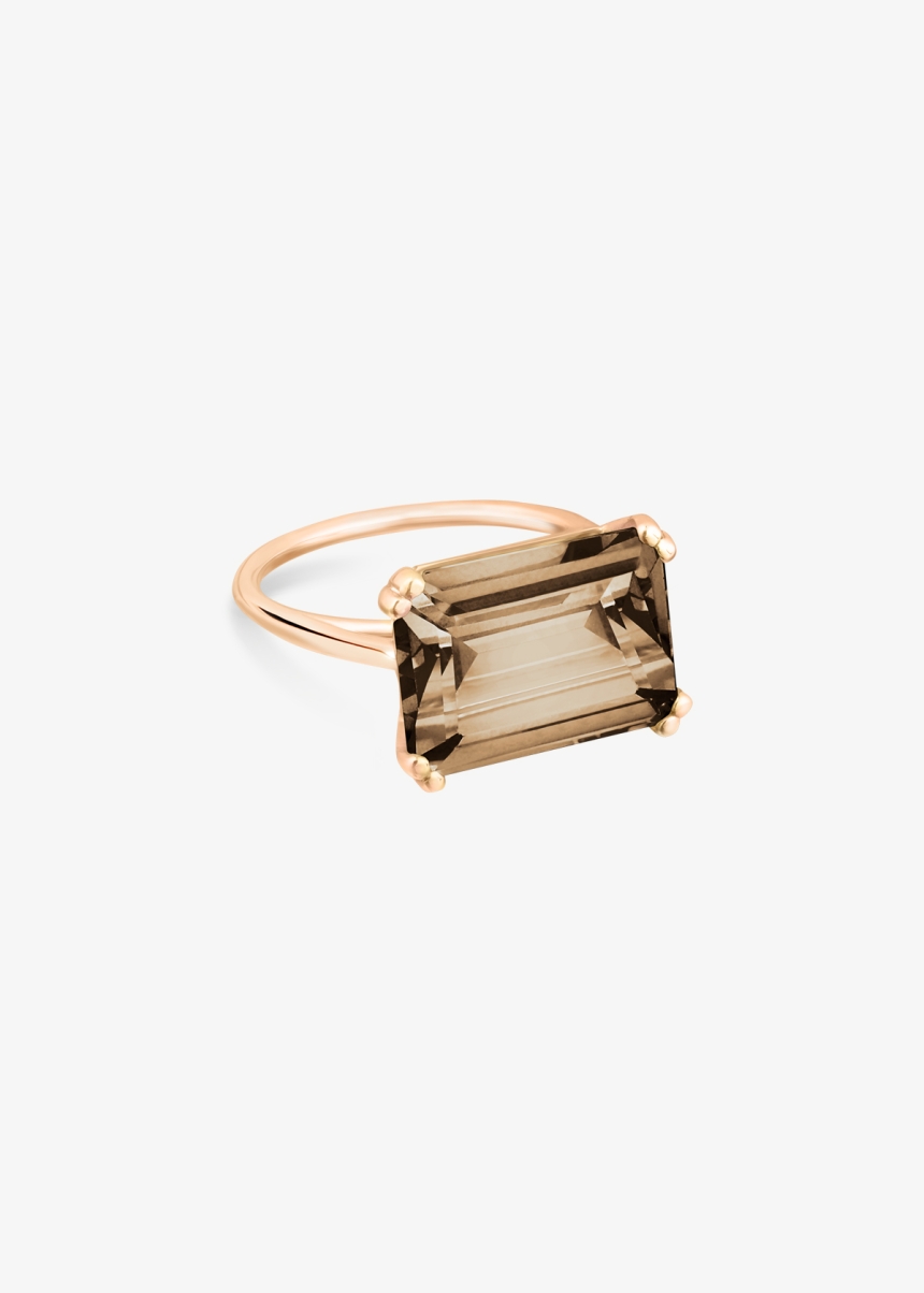 cocktail horizontal smoky quartz ring