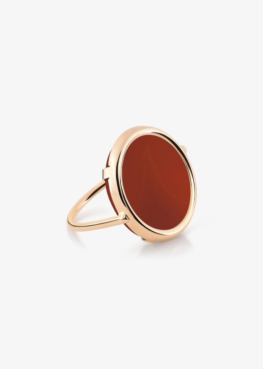 Red agate disc ring