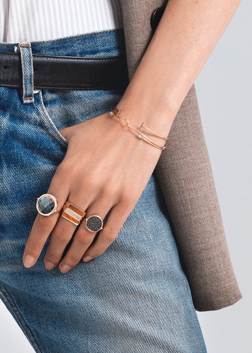 baby black diamond disc ring