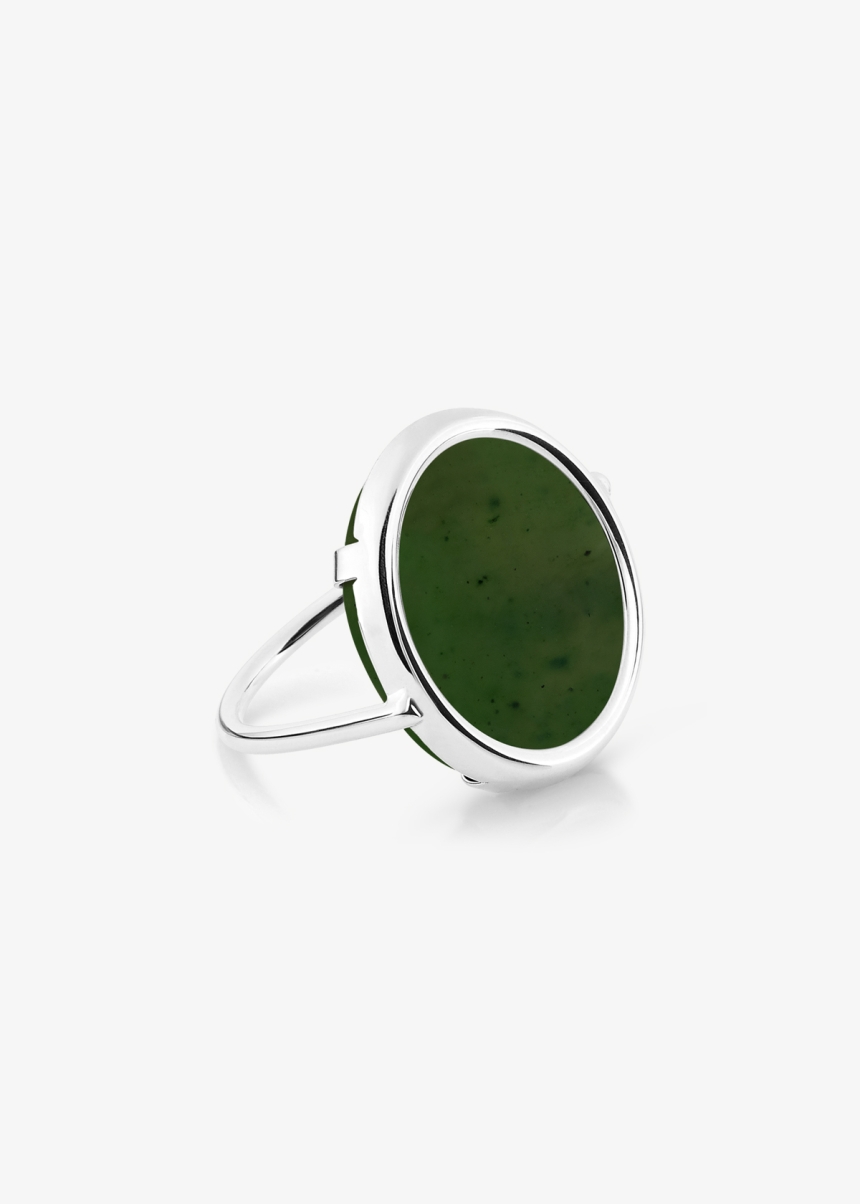 jade white gold disc ring