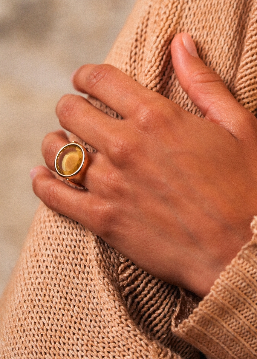 lemon quartz disc ring