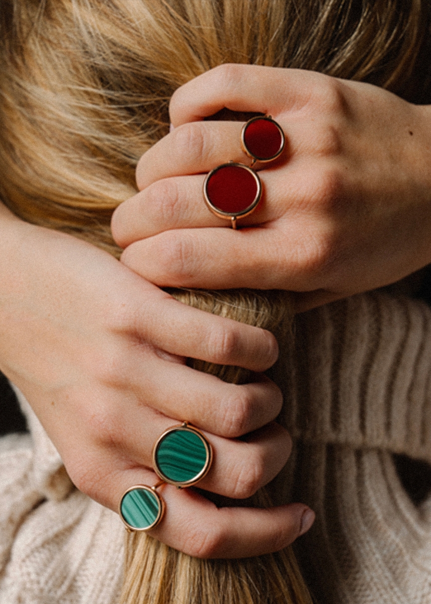 baby malachite disc ring