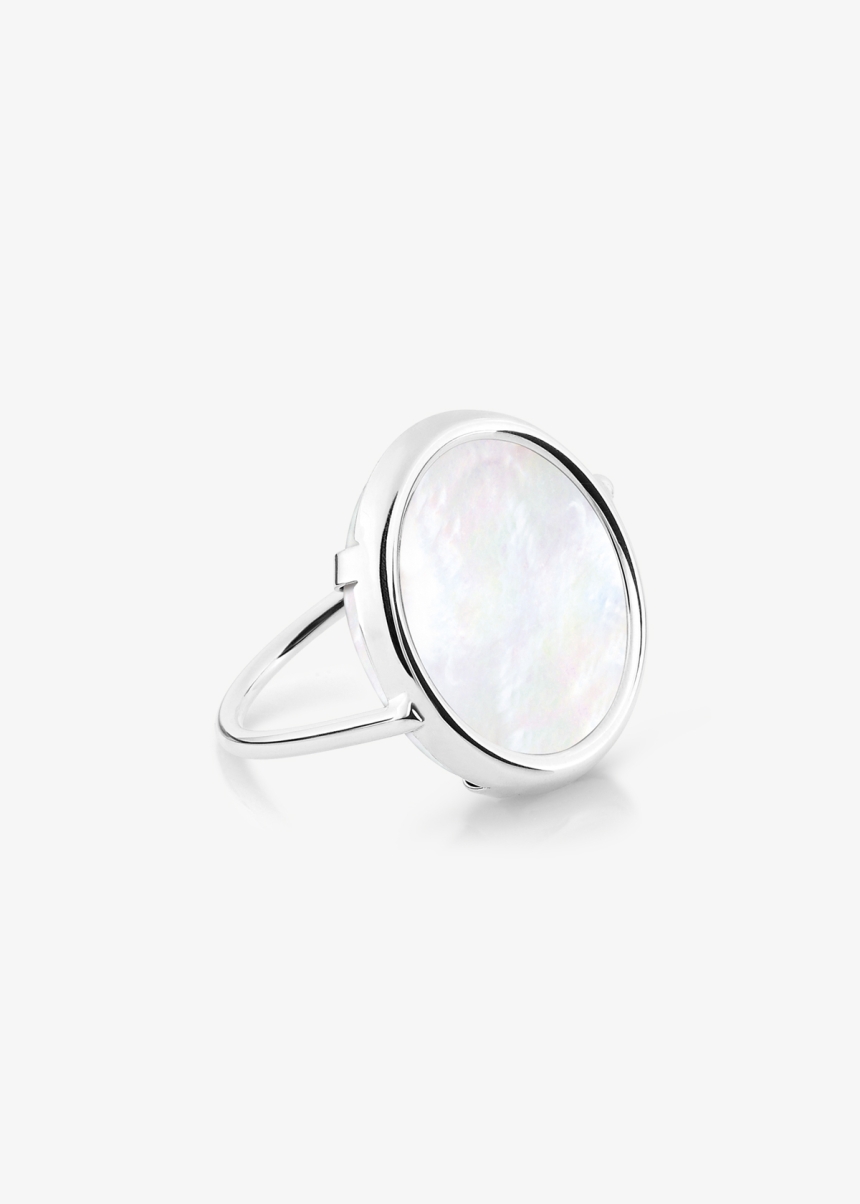 MOP white gold disc ring