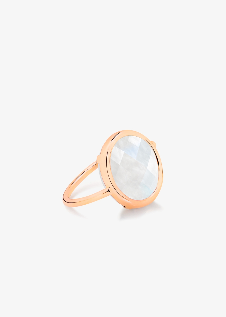 pixie white moonstone baby disc ring