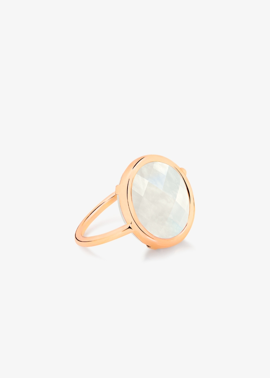 pixie white moonstone baby disc ring