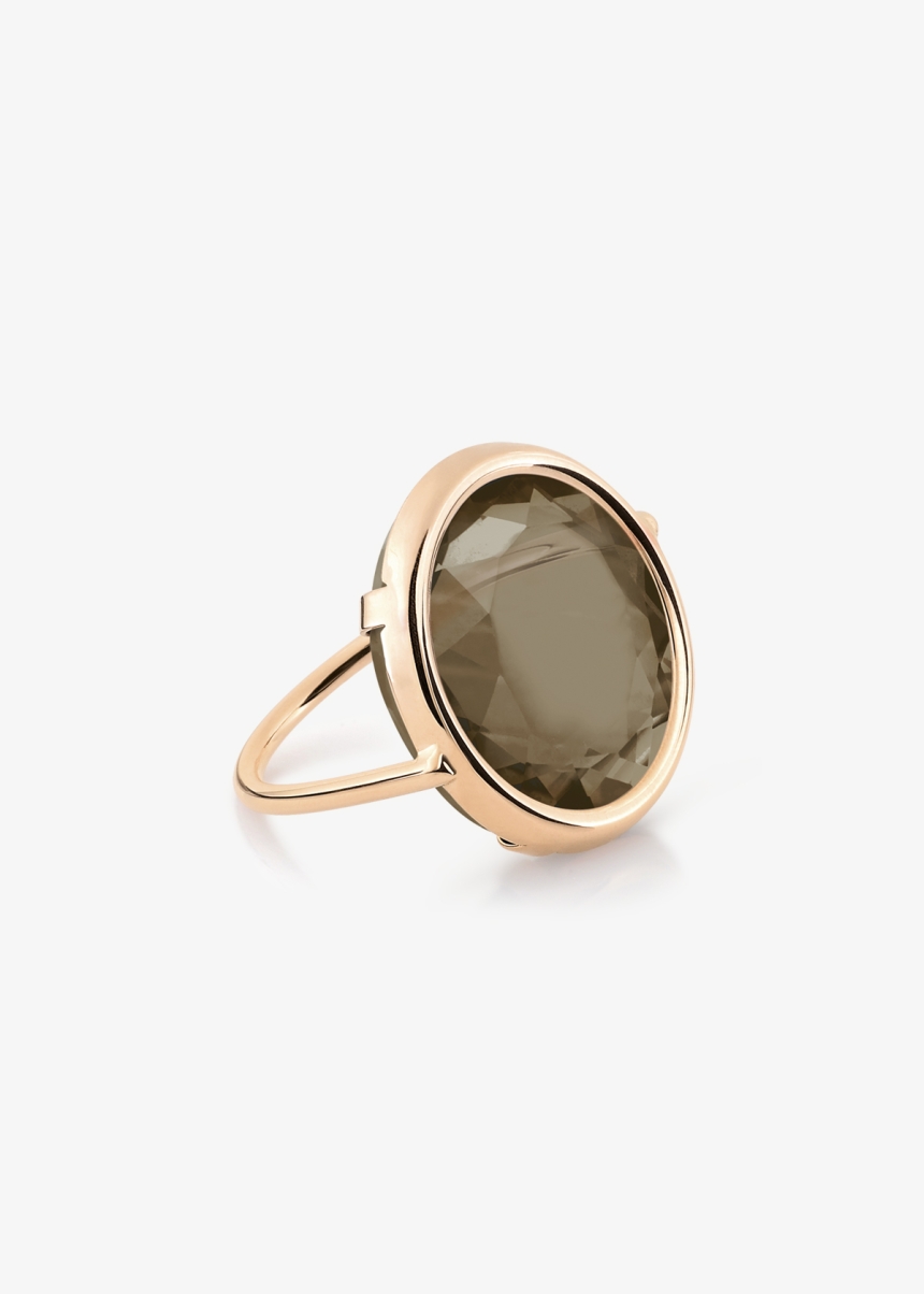smoky quartz disc ring