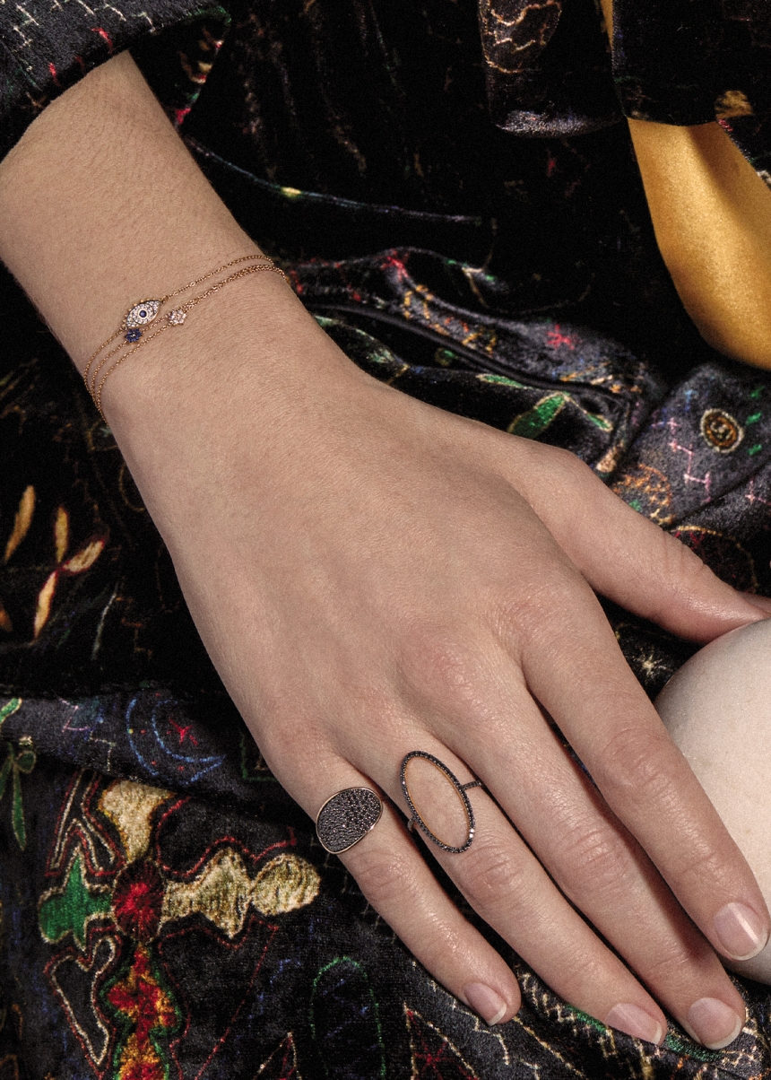 ellipse black diamond ring