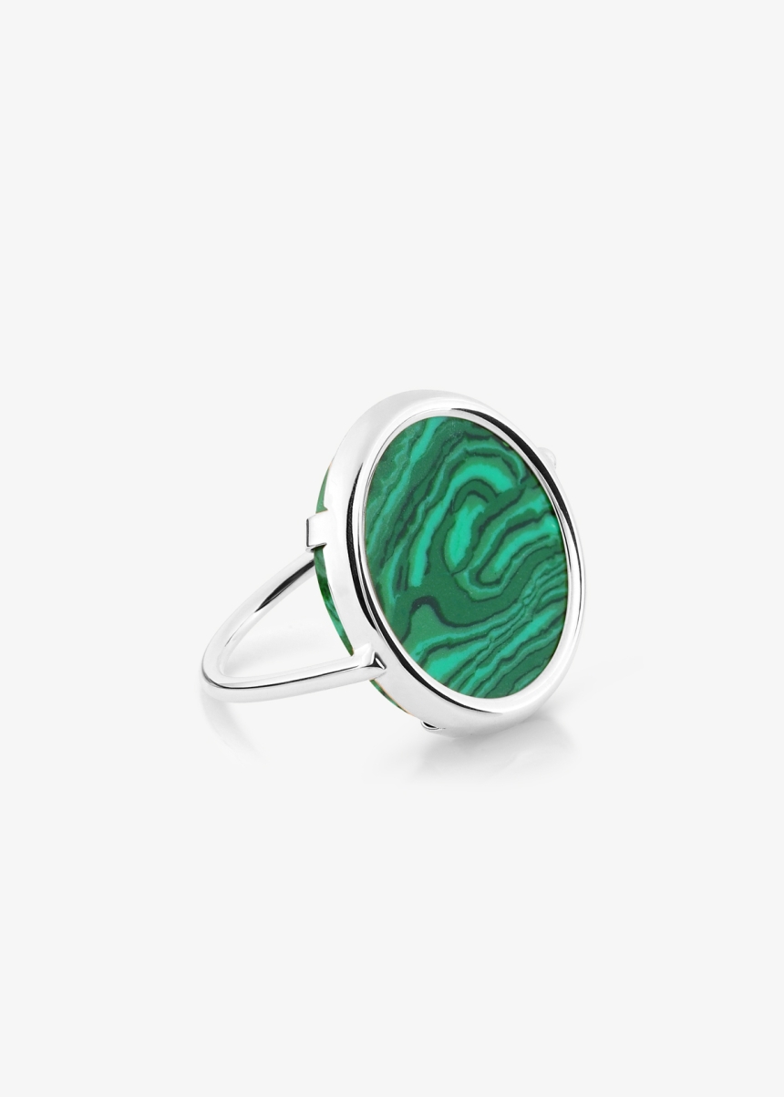 ever malachite white gold disc ring