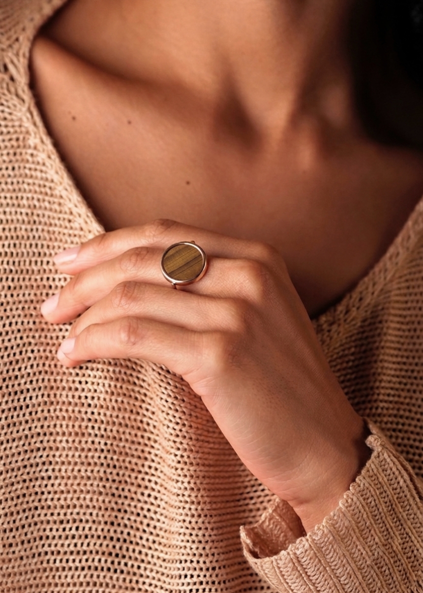 ever tiger eye disc ring