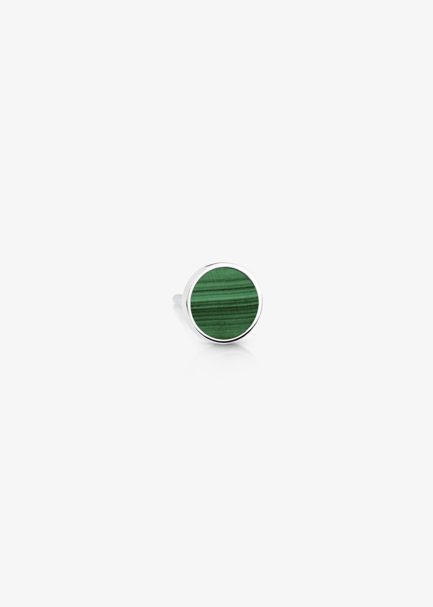 solo ever malachite white gold disc stud